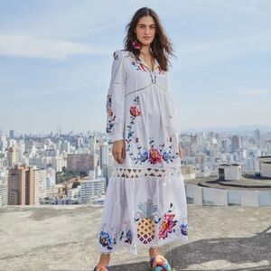 Масаw Cross Stitch Embroidered Maxi Dress